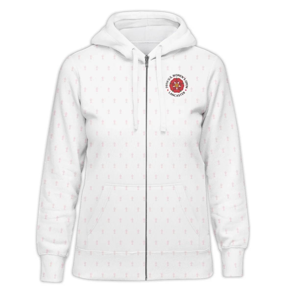 79th U.S. Women’s Open Lancaster Pattern Cup White Zipper Hoodie Shirt Pink Color All Over Print Zipper Hoodie Shirt