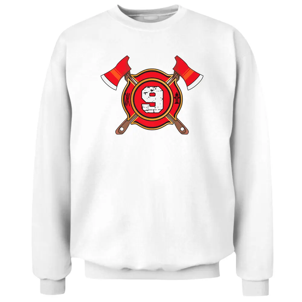 9th Birthday Fireman Boy Nine Year Old Firefighter Pullover Sweatshirt