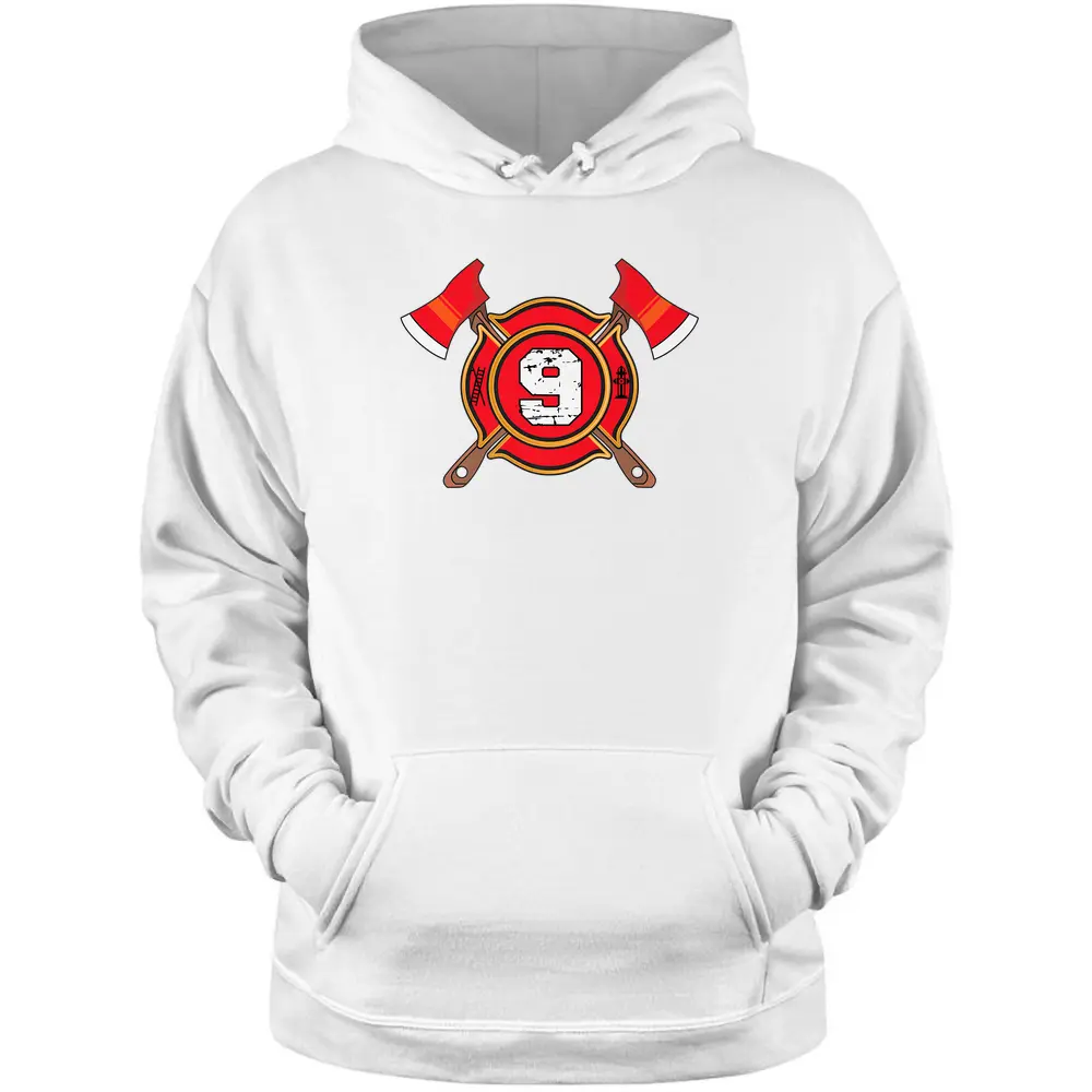 9th Birthday Fireman Boy Nine Year Old Firefighter Pullover Hoodie