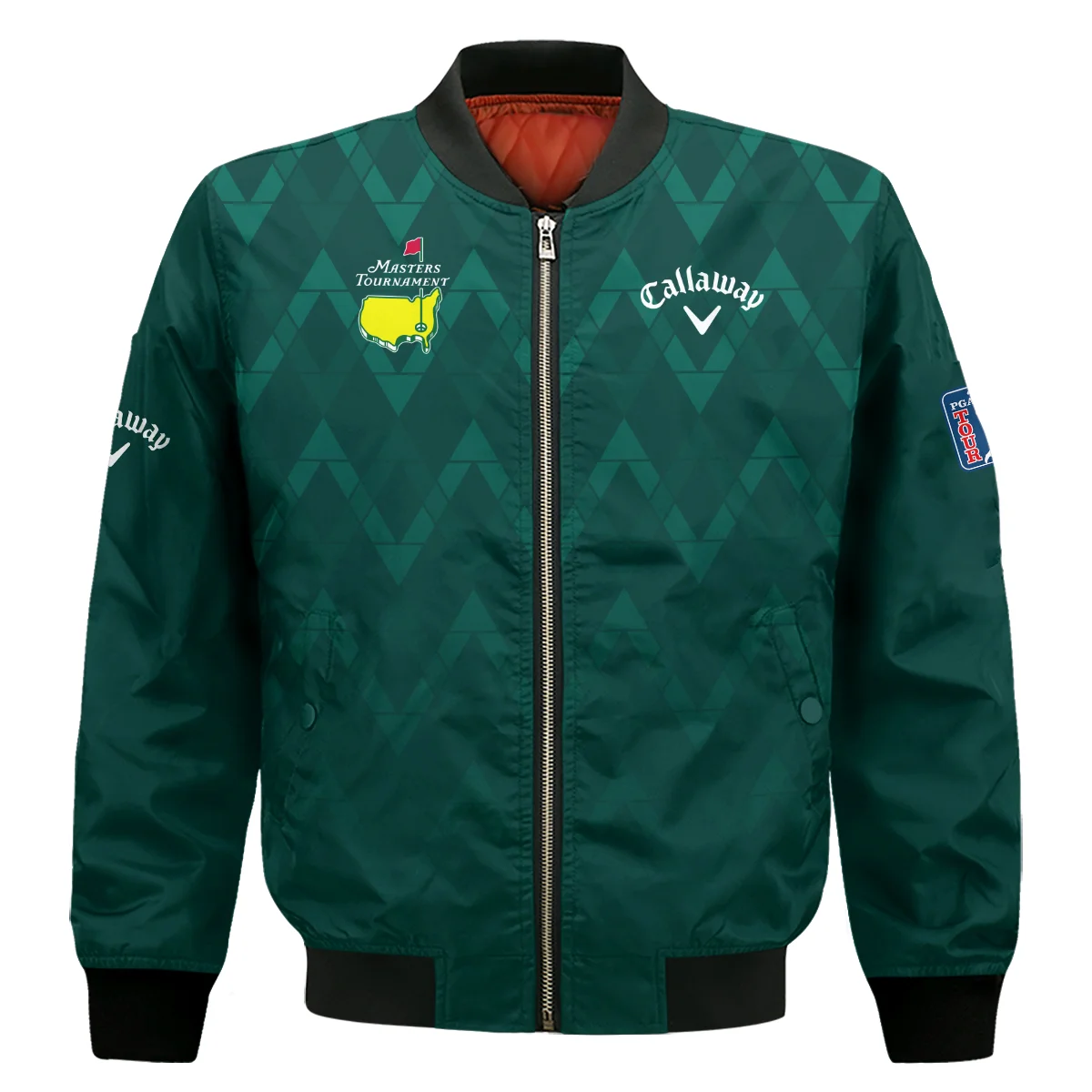 Abstract Dark Green Zigzag Background Masters Tournament Callaway Bomber Jacket Style Classic Bomber Jacket