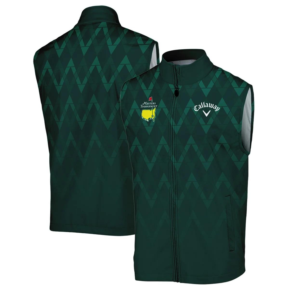 Abstract Dark Green Zigzag Background Masters Tournament Callaway Sleeveless Jacket Style Classic Sleeveless Jacket