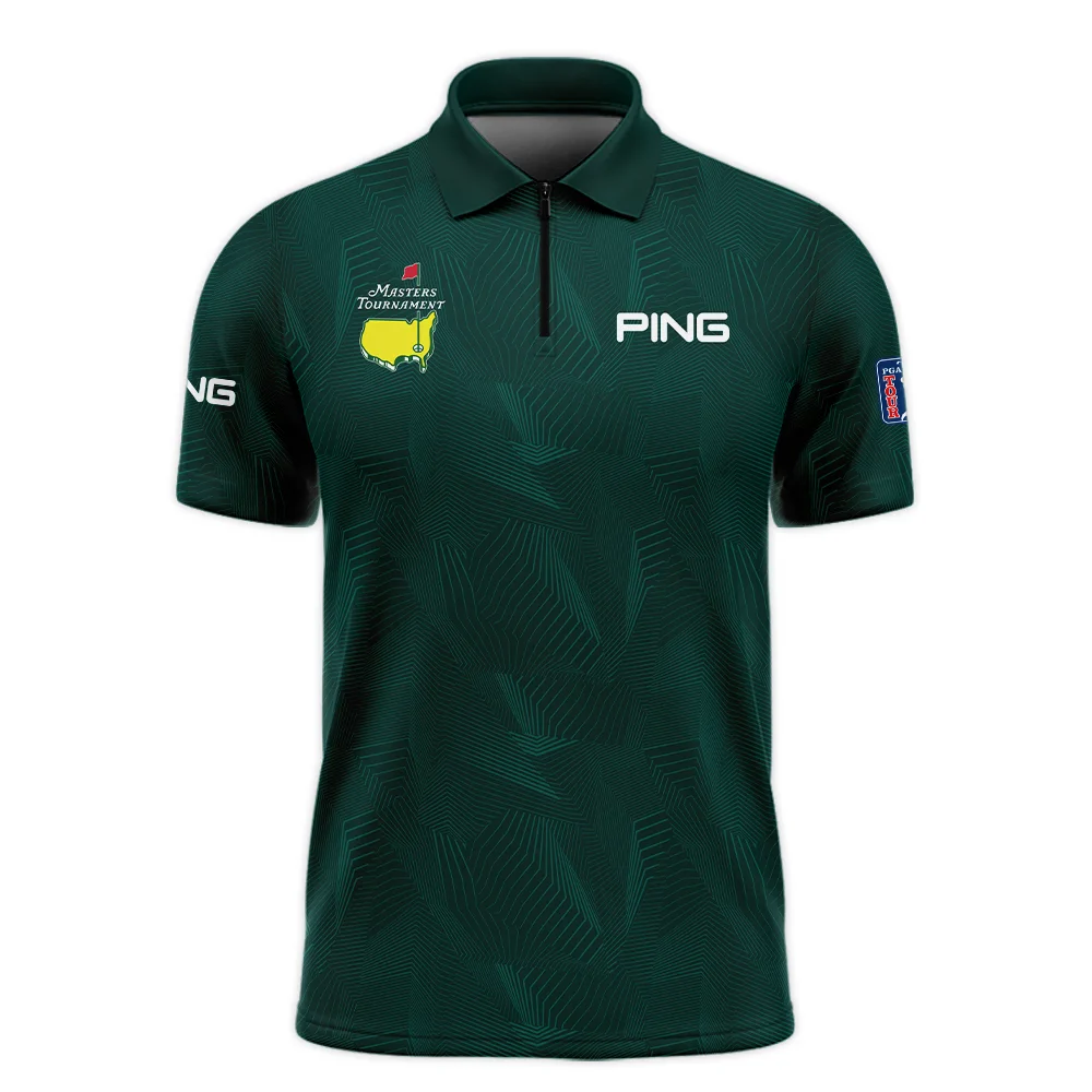 Abstract Pattern Lines Forest Green Masters Tournament Ping Zipper Polo Shirt Style Classic Zipper Polo Shirt For Men