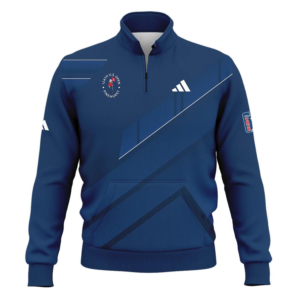 Adidas 124th U.S. Open Pinehurst Blue Gradient With White Straight Line Style Classic Quarter Zipped Sweatshirt