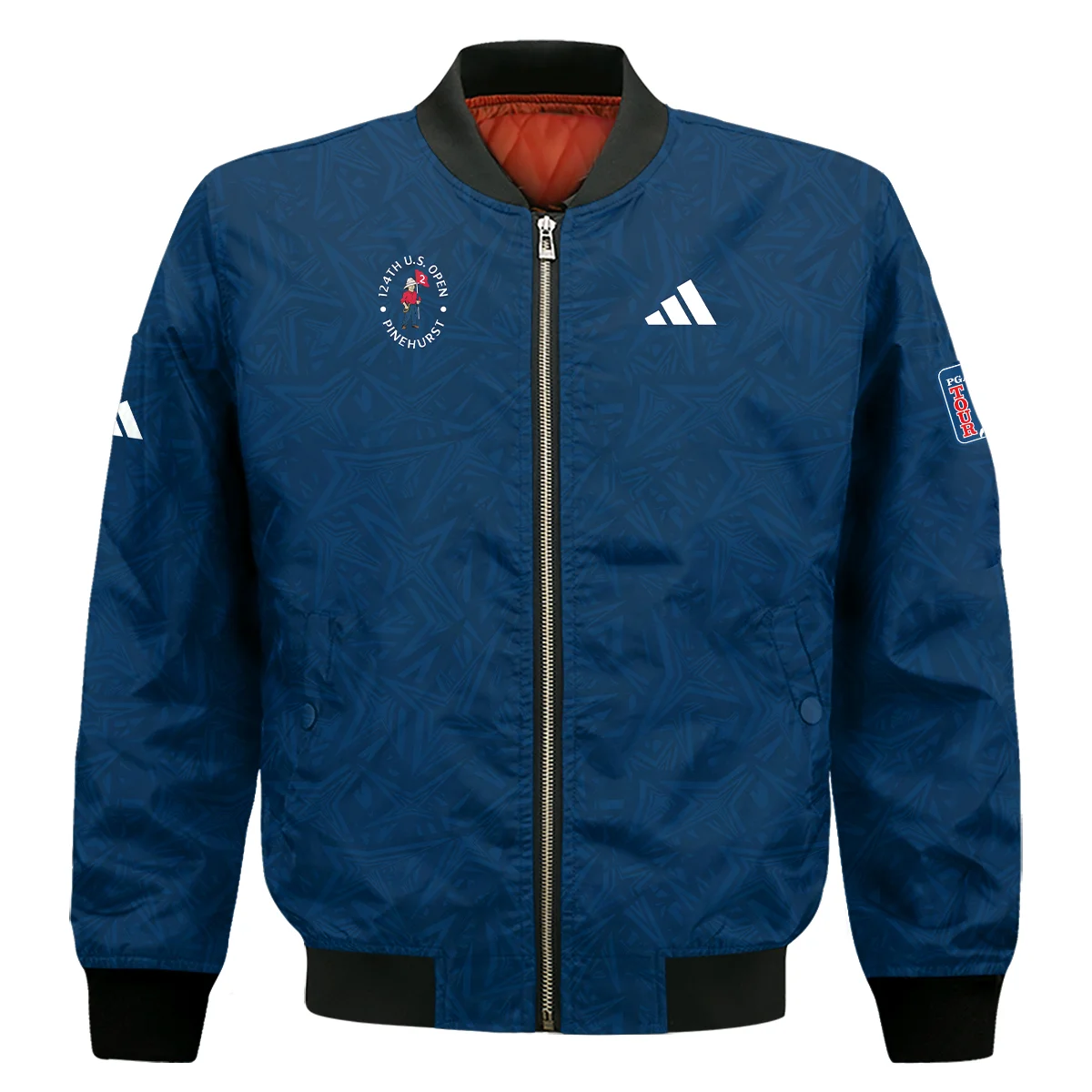 Adidas 124th U.S. Open Pinehurst Stars Gradient Pattern Dark Blue Bomber Jacket Style Classic Bomber Jacket