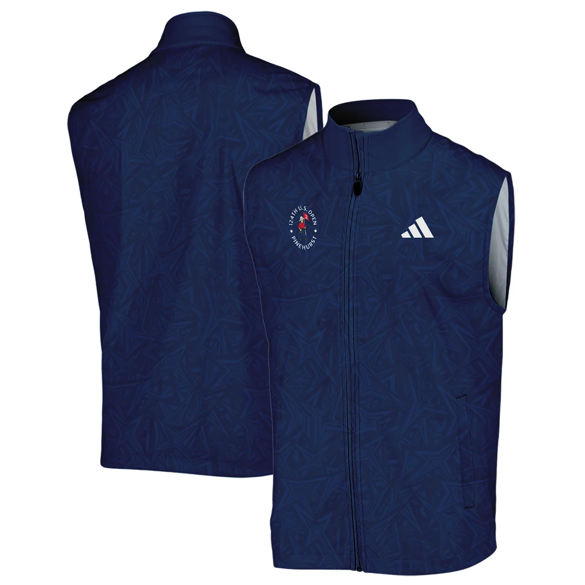 Adidas 124th U.S. Open Pinehurst Stars Gradient Pattern Dark Blue Sleeveless Jacket Style Classic Sleeveless Jacket