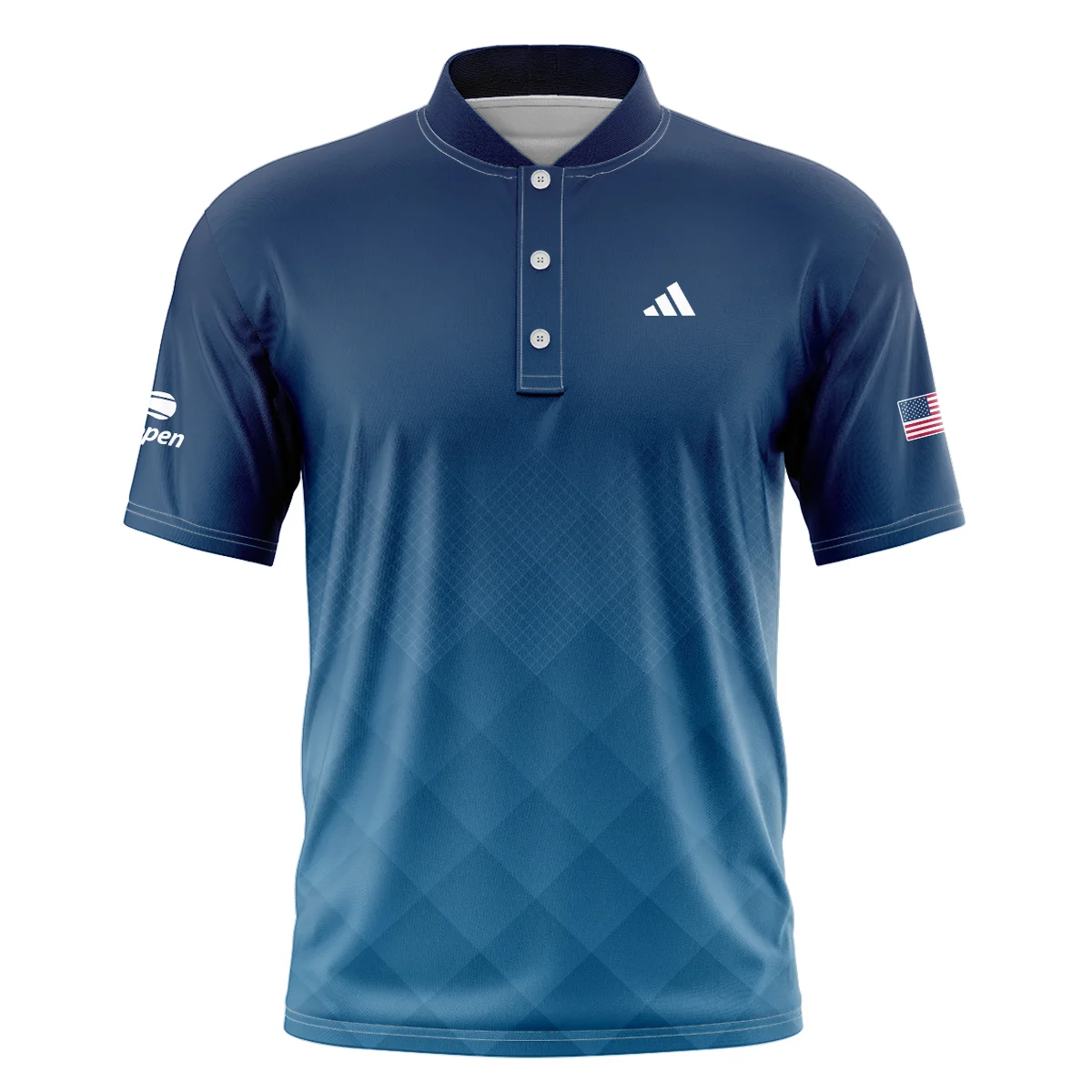 Adidas Blue Abstract Background US Open Tennis Champions Short Sleeve Round Neck Polo Shirts