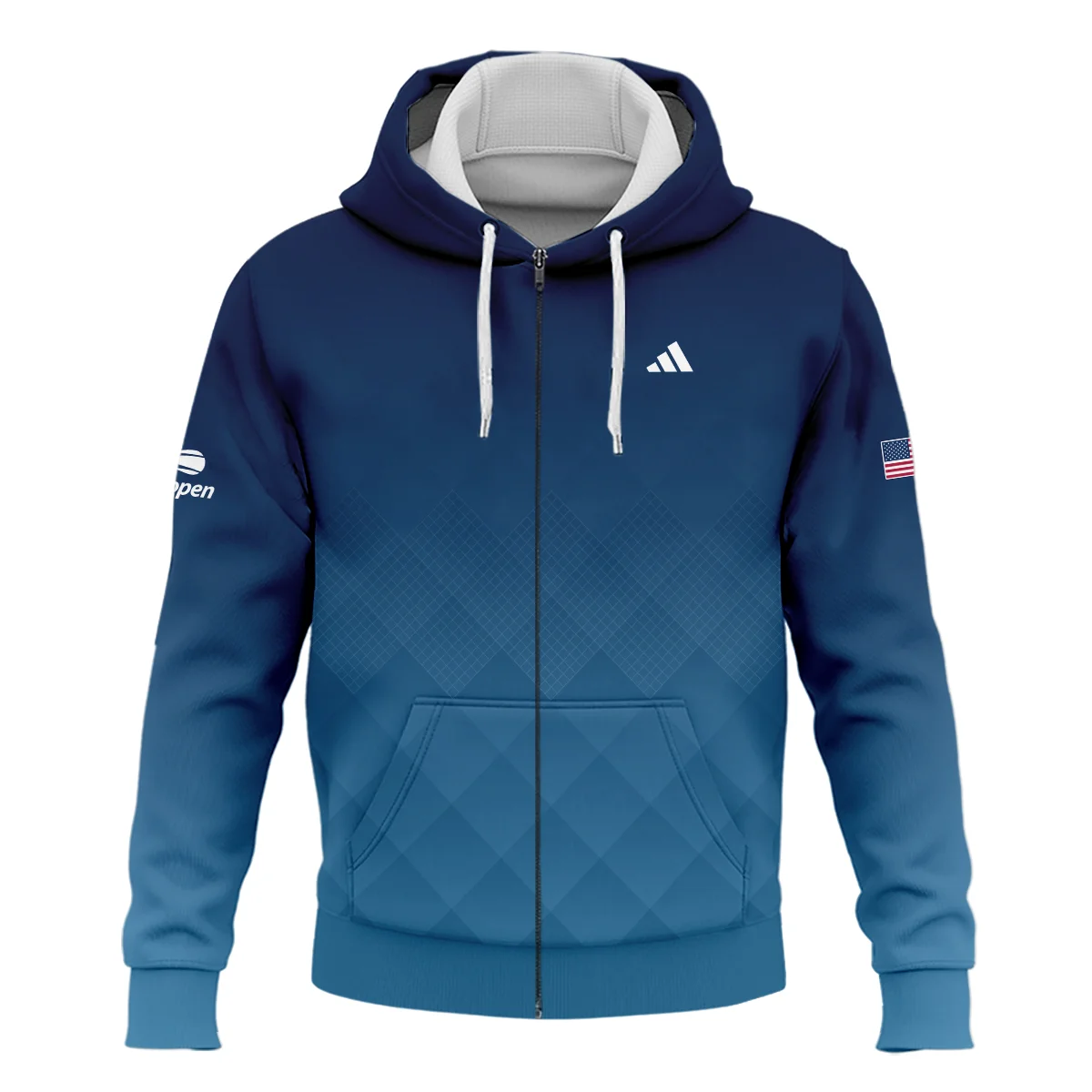 Adidas Blue Abstract Background US Open Tennis Champions Zipper Hoodie Shirt Style Classic Zipper Hoodie Shirt