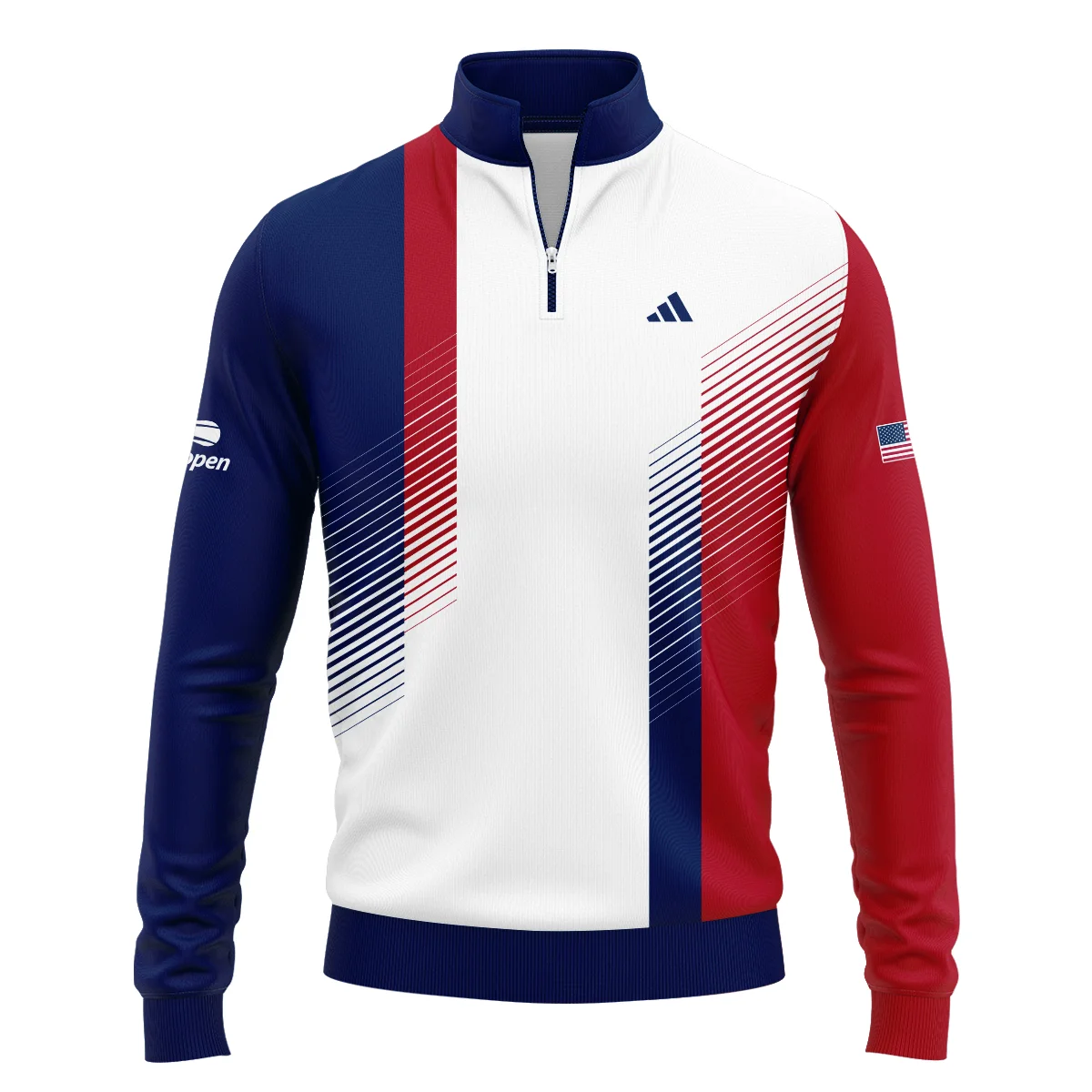 Adidas Blue Red Straight Line White US Open Tennis Champions Quarter-Zip Jacket Style Classic Quarter-Zip Jacket