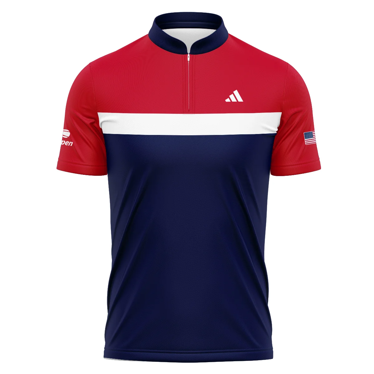 Adidas Blue Red White Background US Open Tennis Champions Polo Shirt Mandarin Collar Polo Shirt