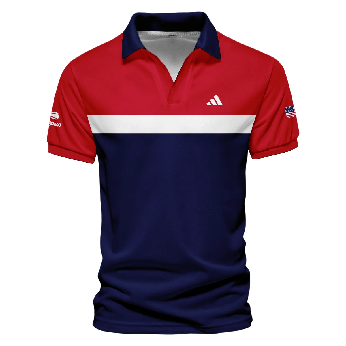 Adidas Blue Red White Background US Open Tennis Champions Vneck Polo Shirt Style Classic Polo Shirt For Men