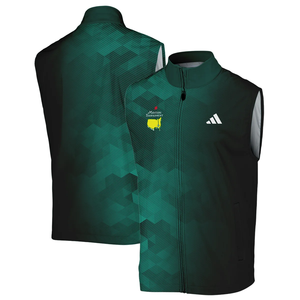 Adidas Golf Sport Dark Green Gradient Abstract Background Masters Tournament Sleeveless Jacket Style Classic Sleeveless Jacket