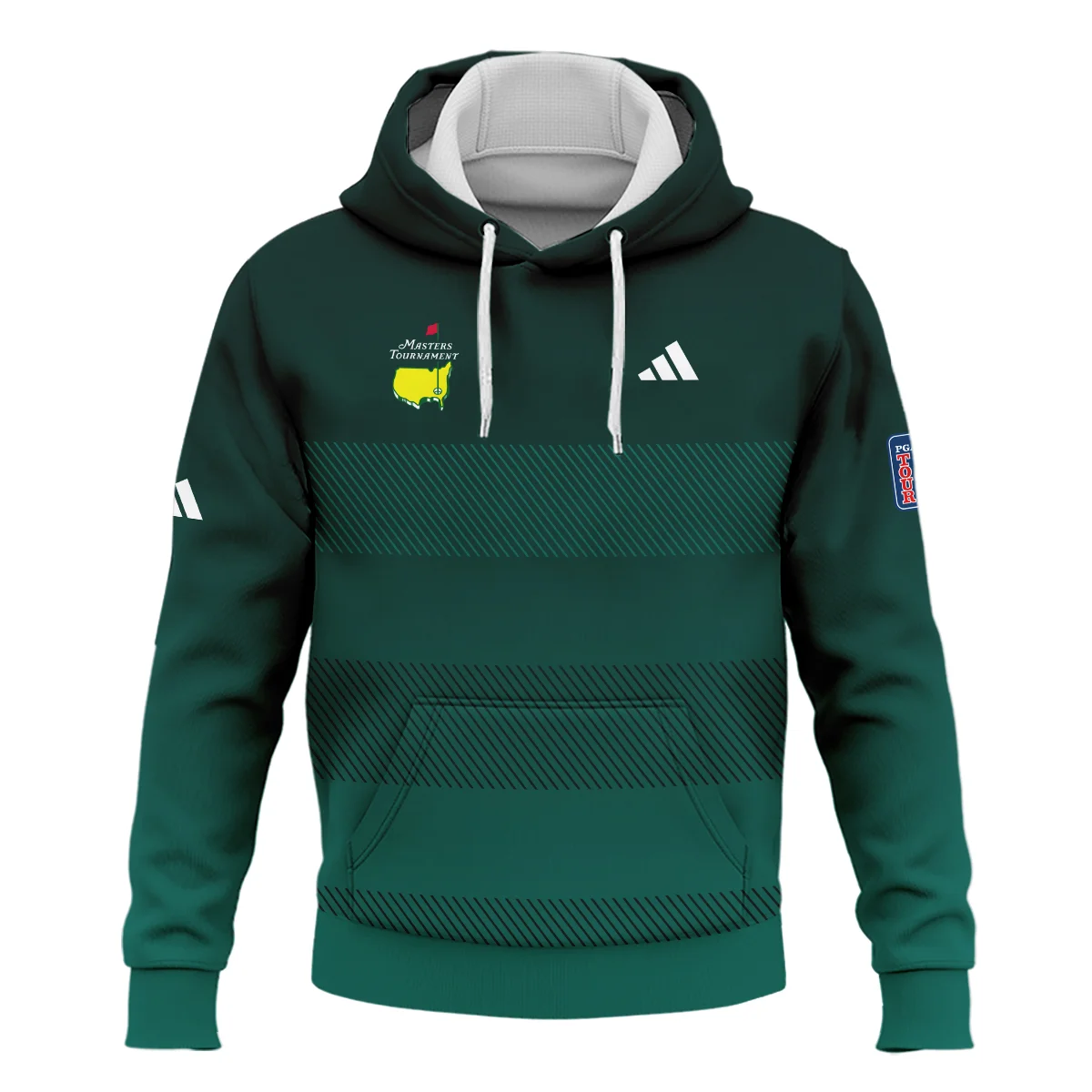 Adidas Masters Tournament Dark Green Gradient Stripes Pattern Golf Sport Hoodie Shirt Style Classic Hoodie Shirt