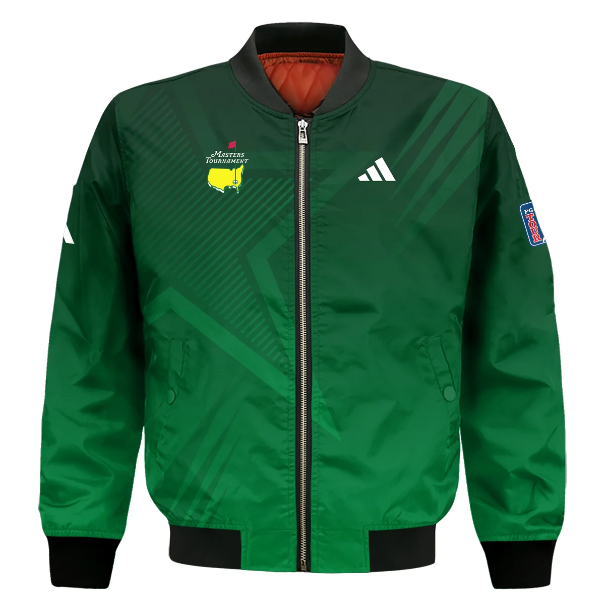 Adidas Masters Tournament Polo Shirt Dark Green Gradient Star Pattern Golf Sports Bomber Jacket Style Classic Bomber Jacket