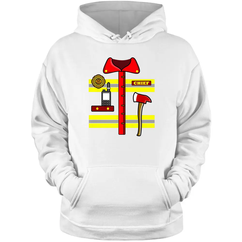 Adult Kids Halloween Fireman Firefighter Costume Pullover Hoodie