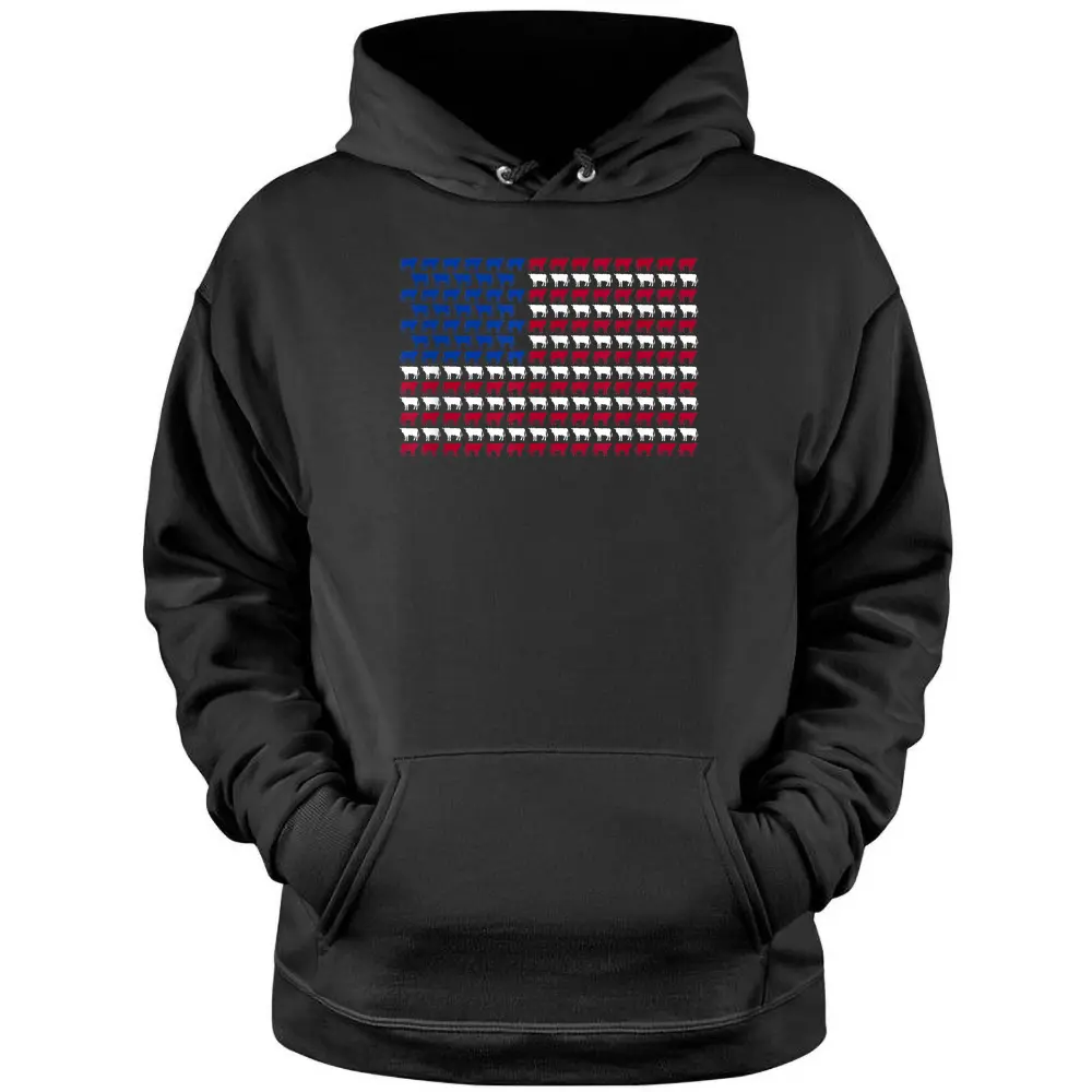 American Flag Cow 4th Of July Cattle Barn Farmer - Copy Pullover Hoodie