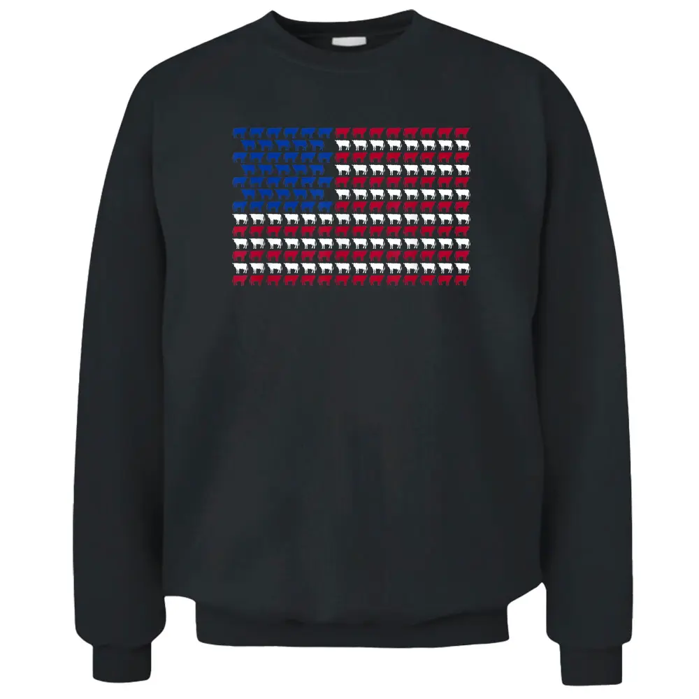 American Flag Cow 4th Of July Cattle Barn Farmer - Copy Pullover Sweatshirt