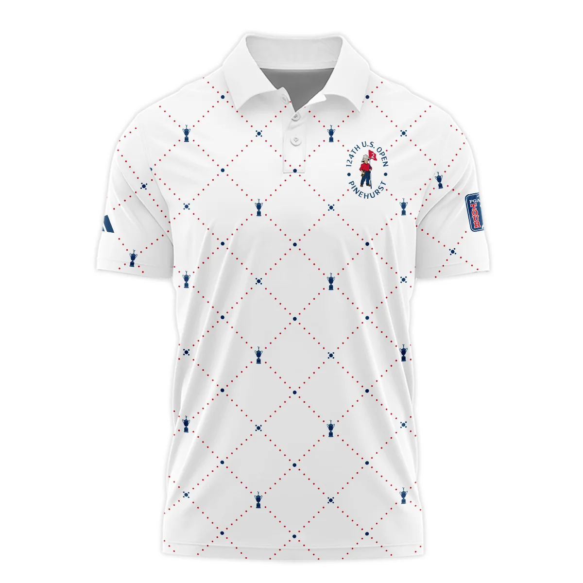 Argyle Pattern With Cup 124th U.S. Open Pinehurst Adidas Polo Shirt Style Classic Polo Shirt For Men