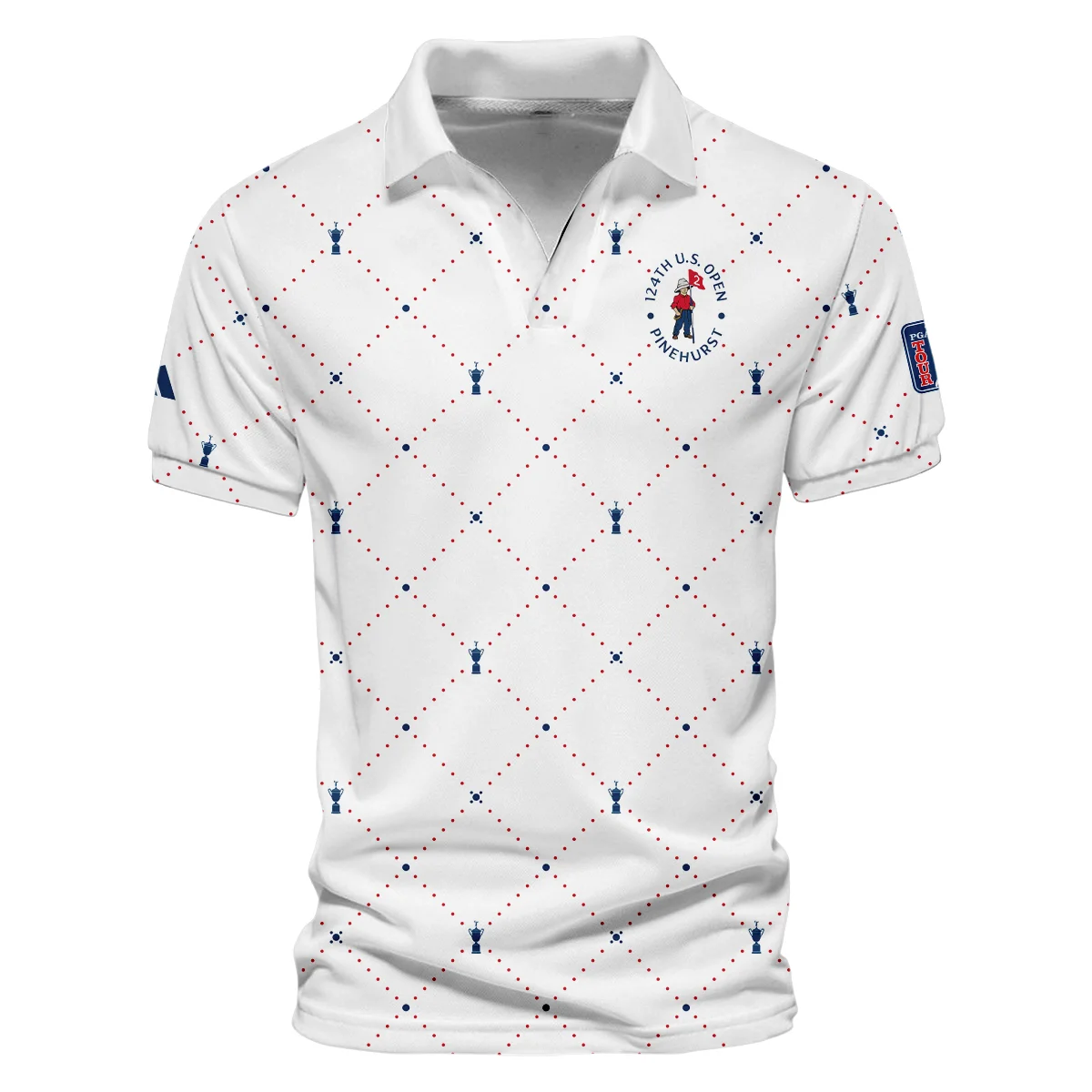 Argyle Pattern With Cup 124th U.S. Open Pinehurst Adidas Vneck Polo Shirt Style Classic Polo Shirt For Men