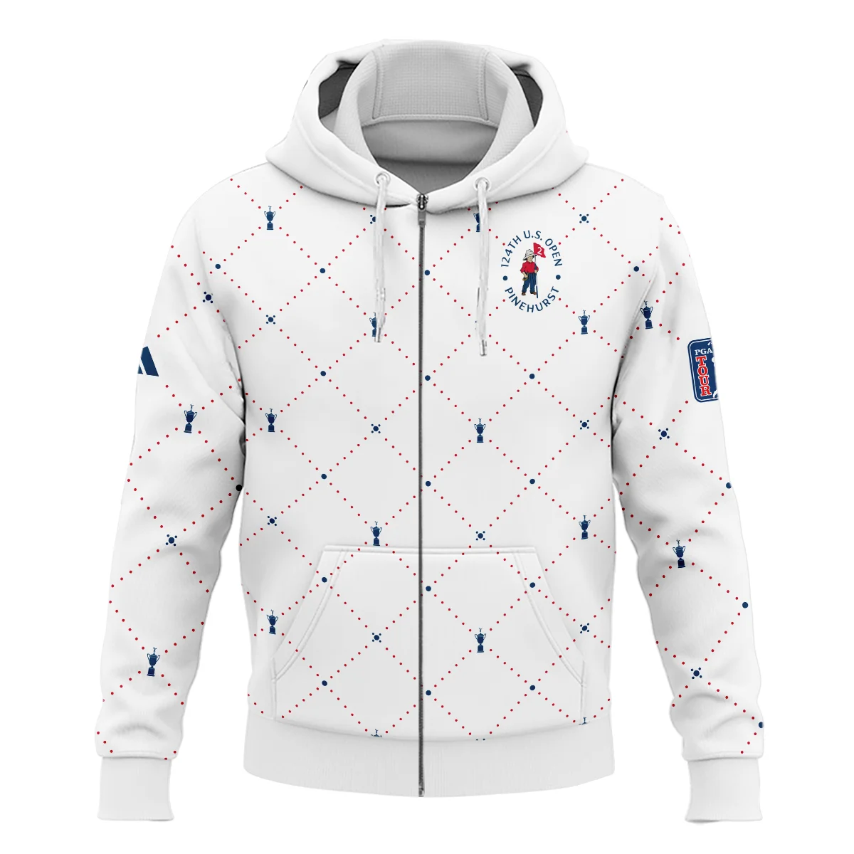 Argyle Pattern With Cup 124th U.S. Open Pinehurst Adidas Zipper Hoodie Shirt Style Classic Zipper Hoodie Shirt