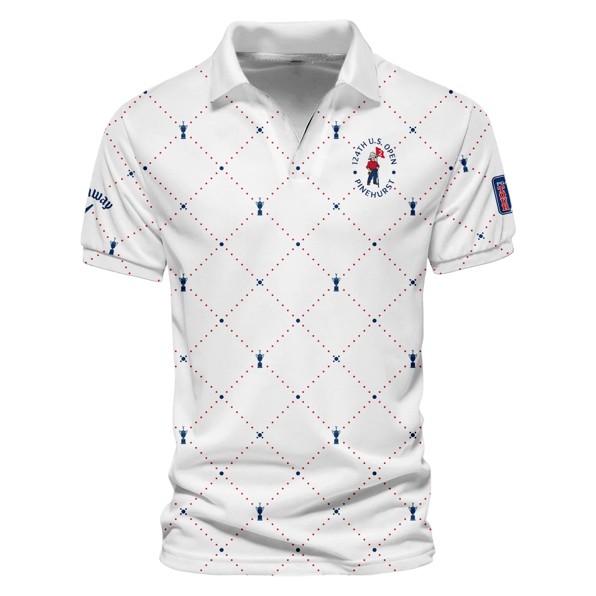 Argyle Pattern With Cup 124th U.S. Open Pinehurst Callaway Vneck Polo Shirt Style Classic Polo Shirt For Men