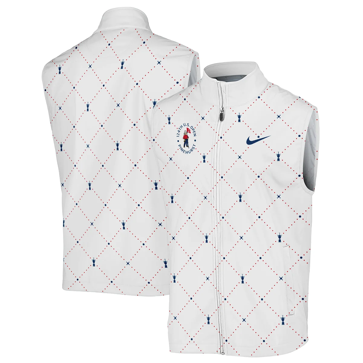 Argyle Pattern With Cup 124th U.S. Open Pinehurst Nike Sleeveless Jacket Style Classic Sleeveless Jacket