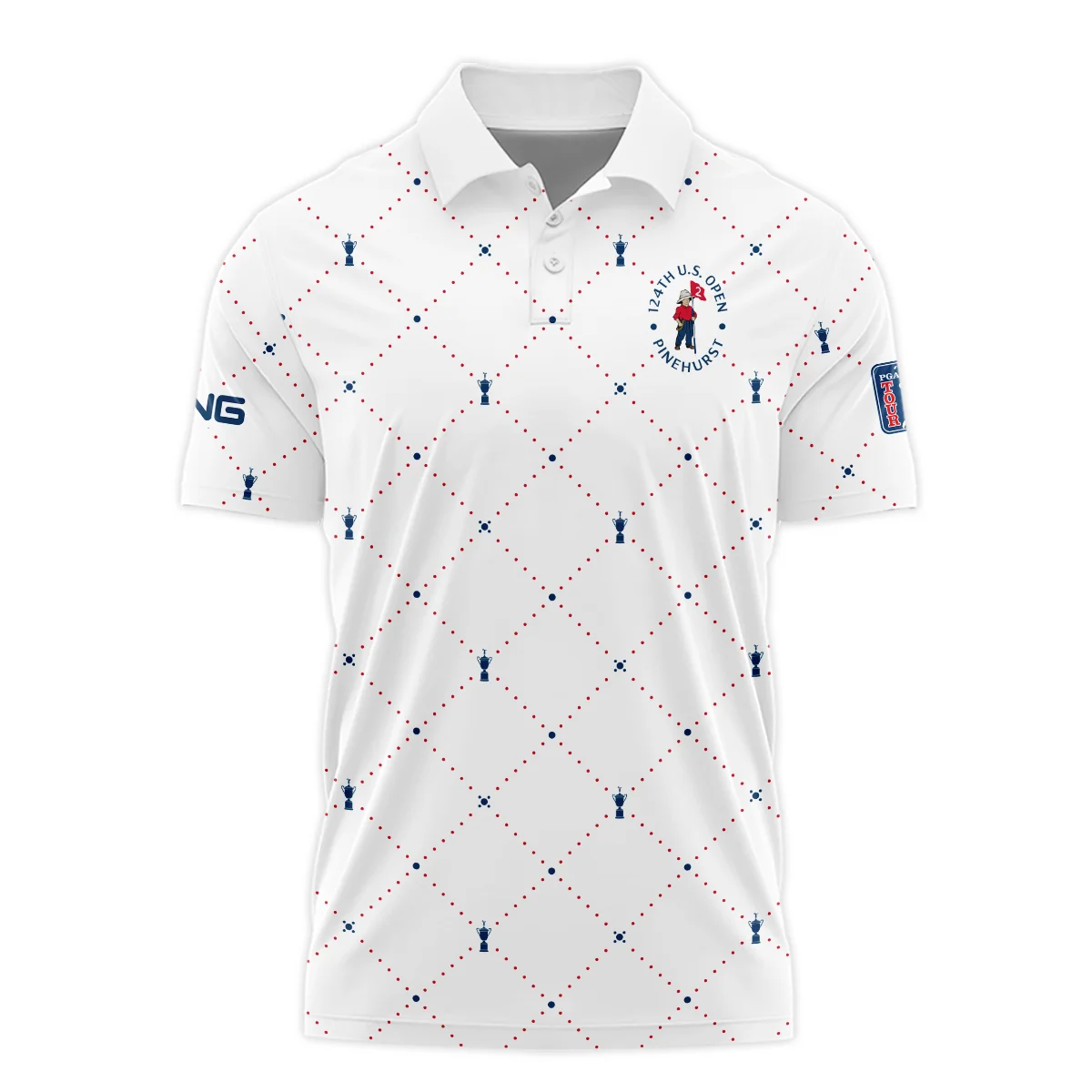 Argyle Pattern With Cup 124th U.S. Open Pinehurst Ping Polo Shirt Style Classic Polo Shirt For Men