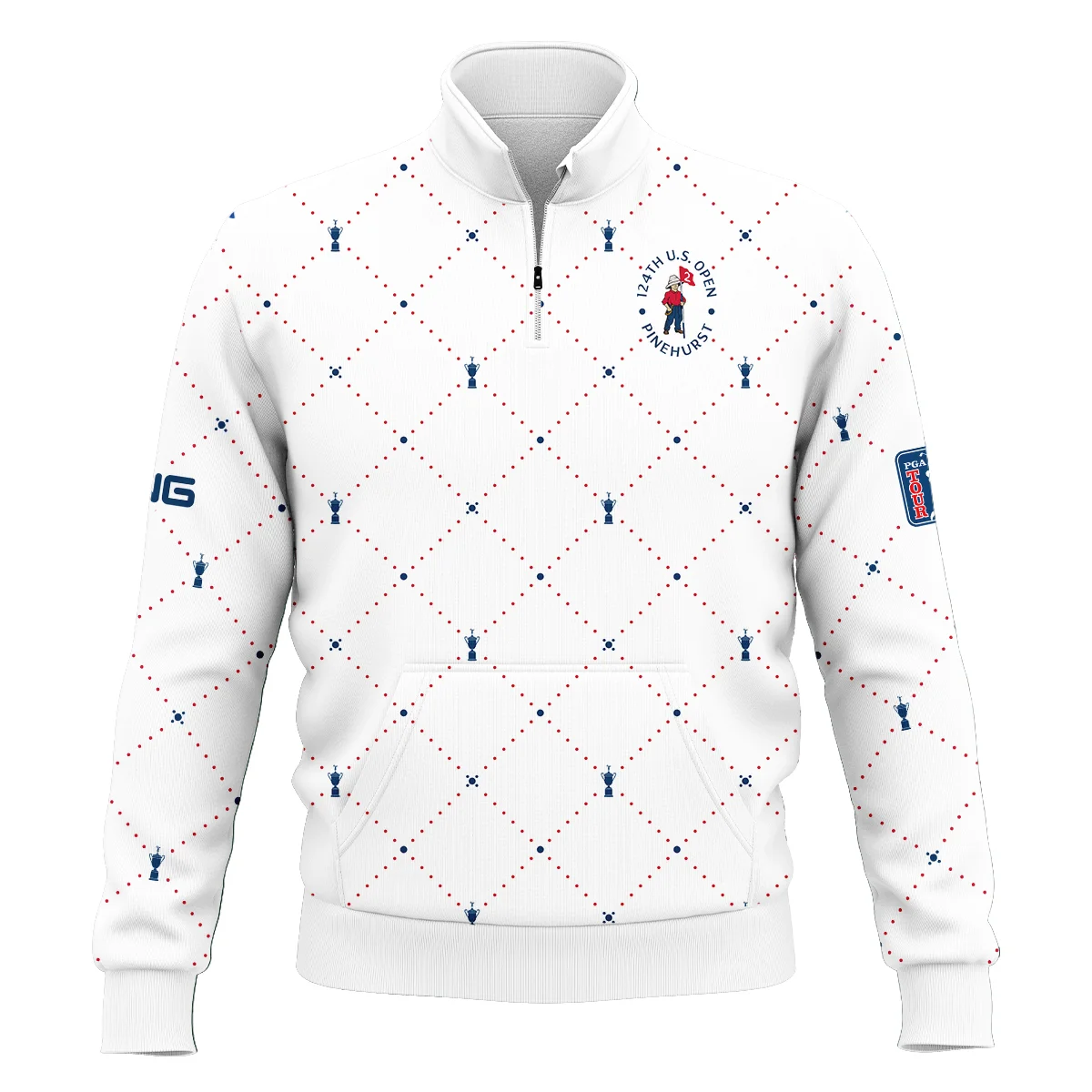 Argyle Pattern With Cup 124th U.S. Open Pinehurst Ping Style Classic Quarter Zipped Sweatshirt