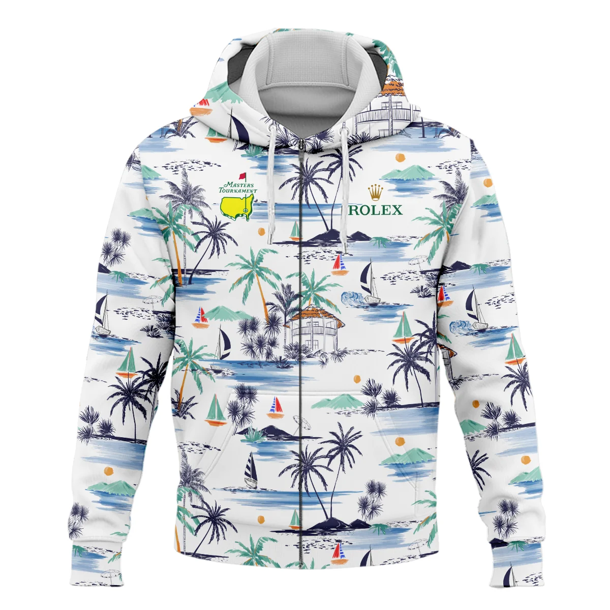 Artistic Seamless Summer Island Pattern Masters Tournament Rolex Zipper Hoodie Shirt Style Classic Zipper Hoodie Shirt