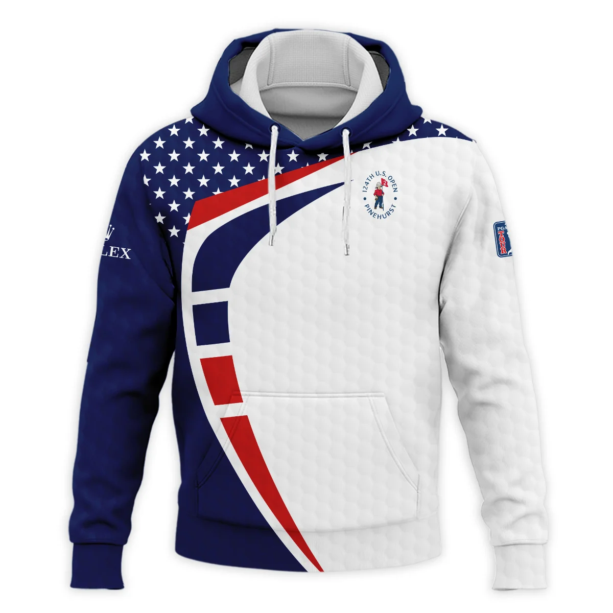 Blue Red Golf Pattern Star White 124th U.S. Open Pinehurst Rolex Hoodie Shirt Style Classic