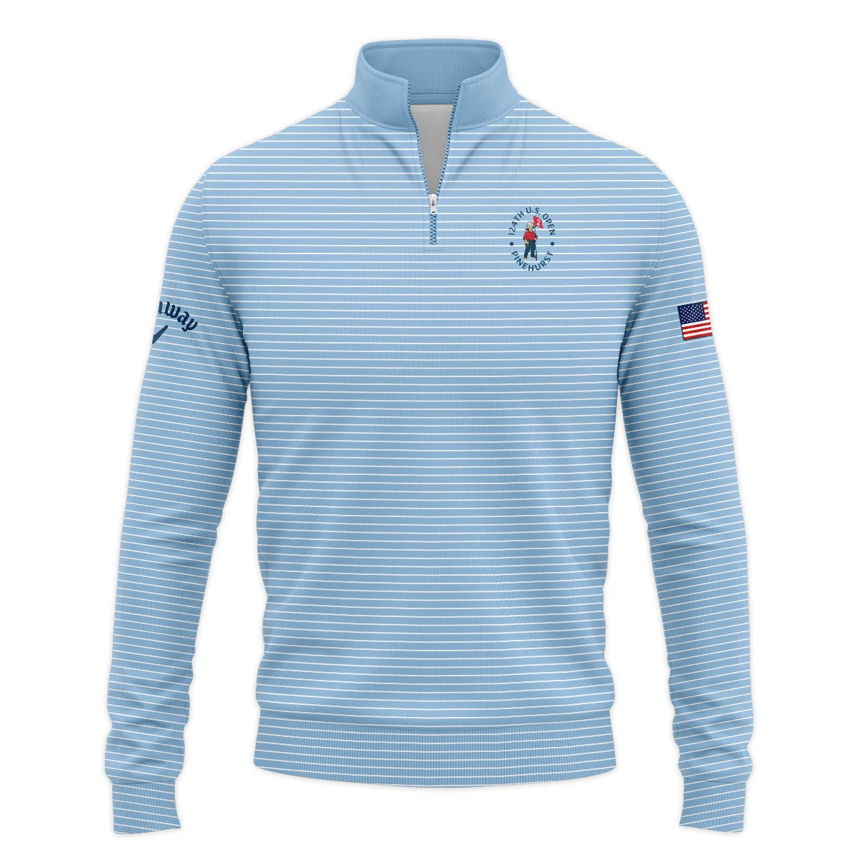 Blue White Line Pattern Callaway 124th U.S. Open Pinehurst Quarter-Zip Jacket Style Classic