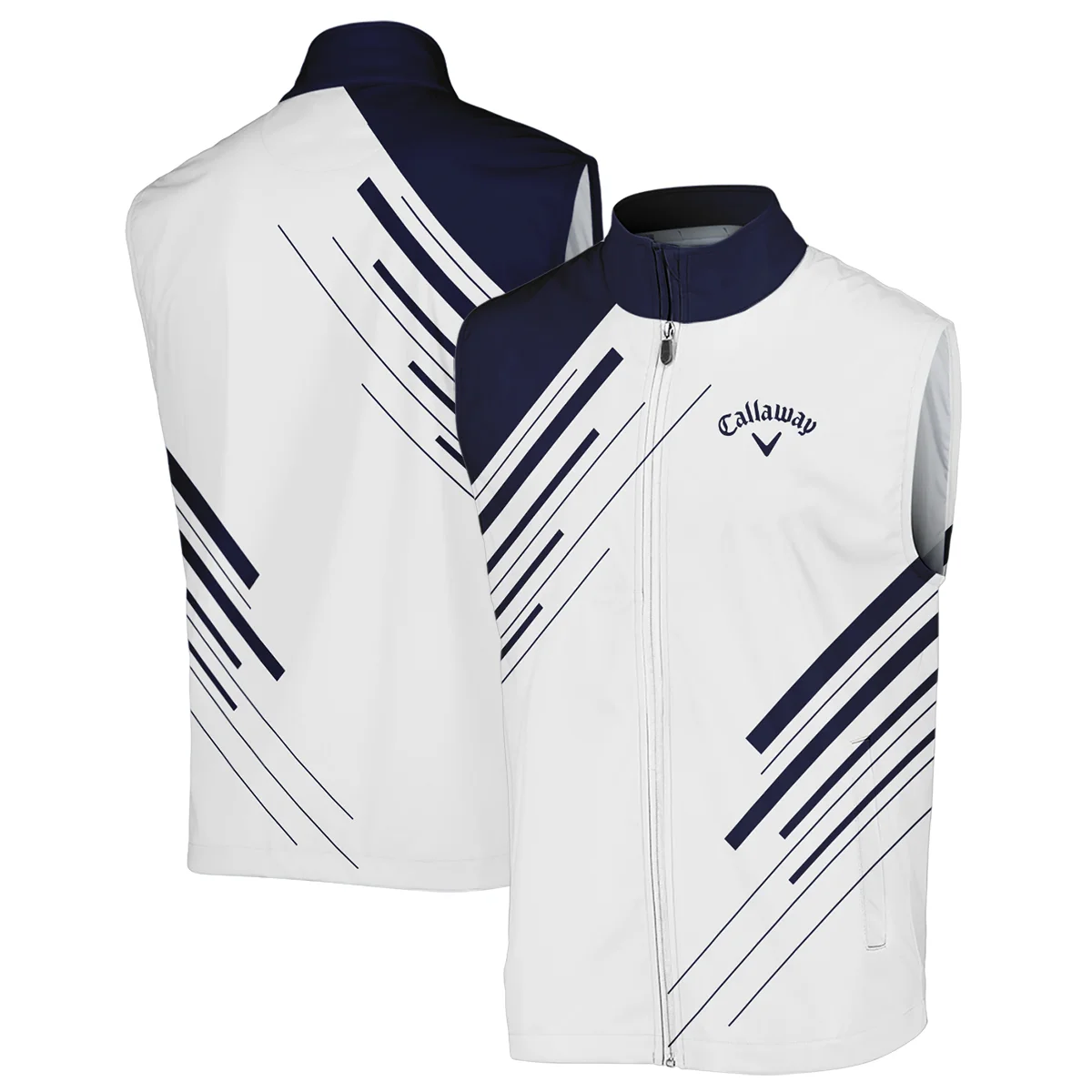 Callaway 124th U.S. Open Pinehurst Golf Sleeveless Jacket Striped Pattern Dark Blue White All Over Print Sleeveless Jacket