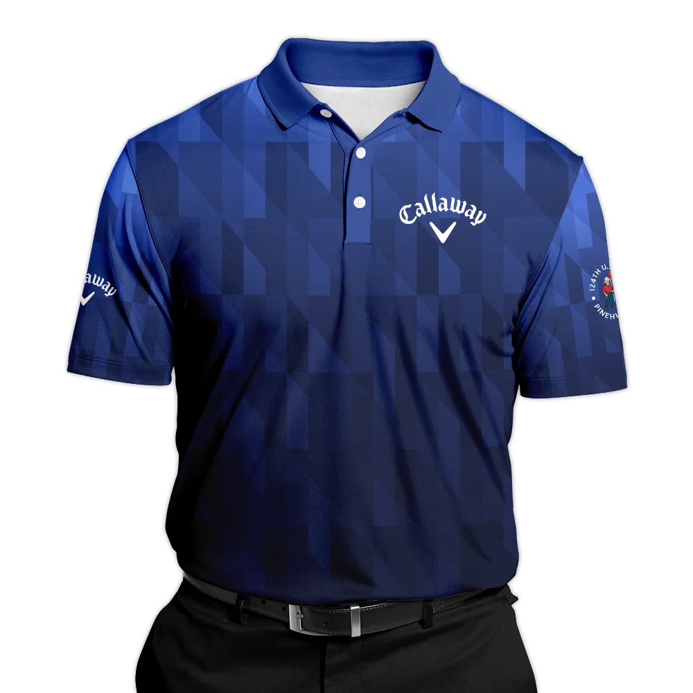 Callaway 124th U.S. Open Pinehurst Golf Sport Polo Shirt Blue Fabric Geometric Pattern  All Over Print Polo Shirt For Men