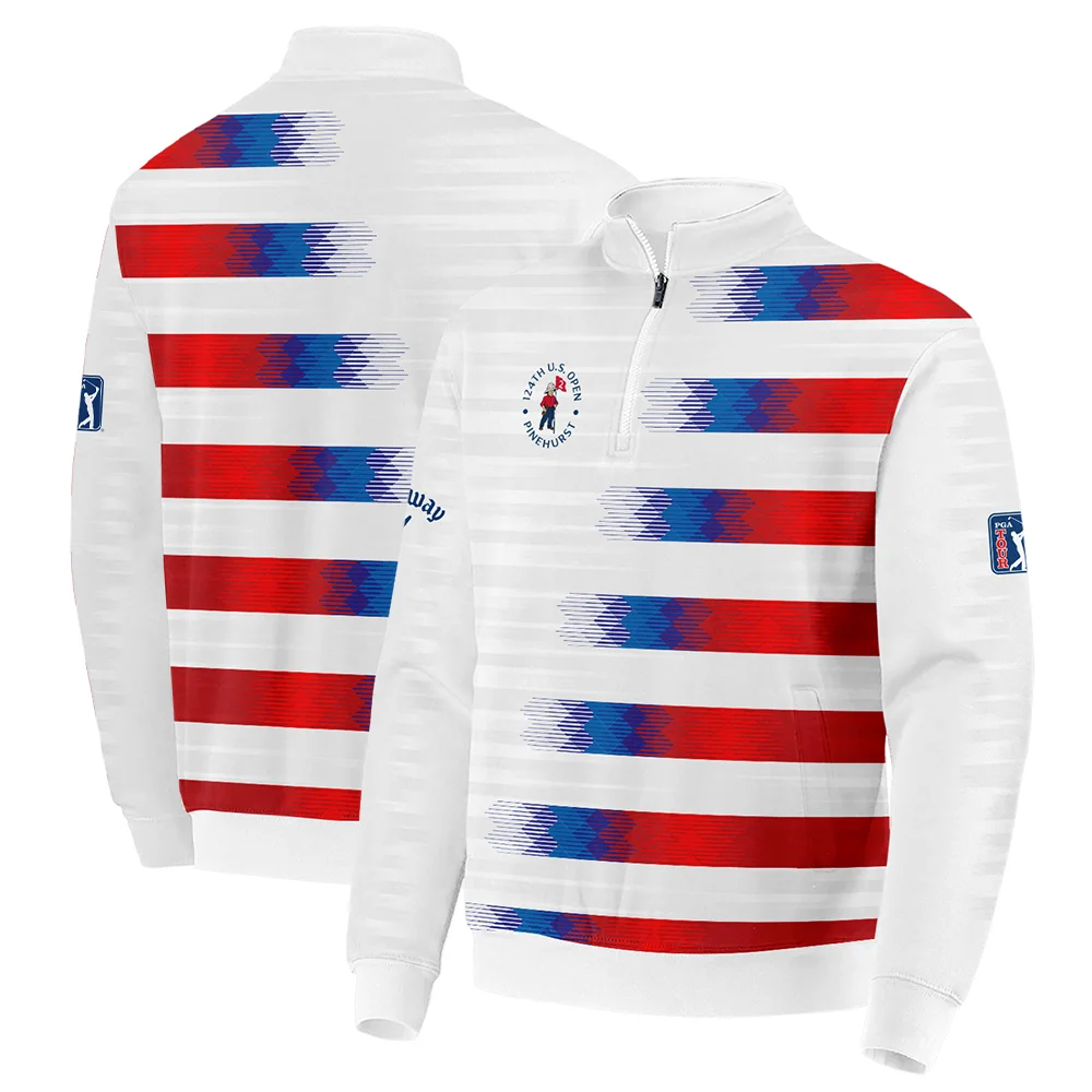 Callaway 124th U.S. Open Pinehurst Golf Sport Quarter-Zip Jacket Blue Red White Abstract All Over Print Quarter-Zip Jacket