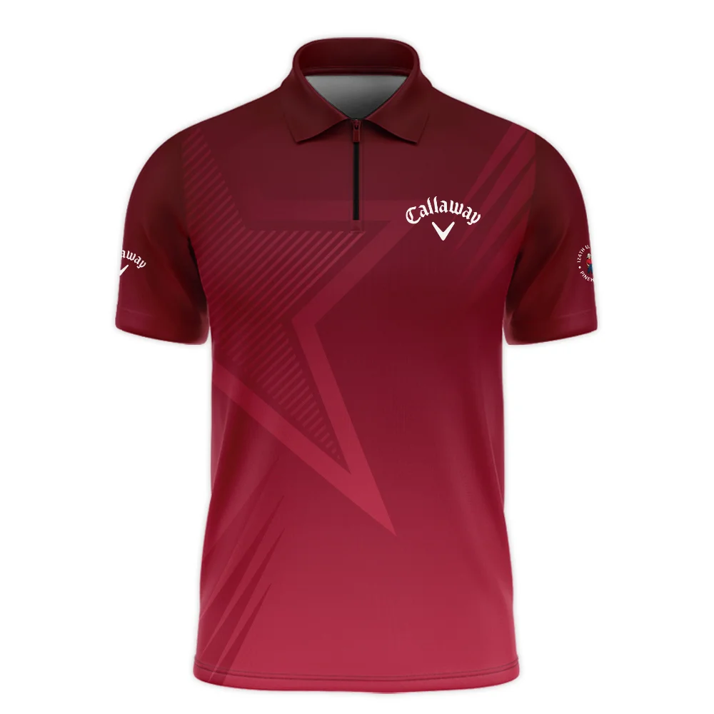 Callaway 124th U.S. Open Pinehurst Golf Sport Zipper Polo Shirt Star Gradient Red Straight Pattern Zipper Polo Shirt For Men