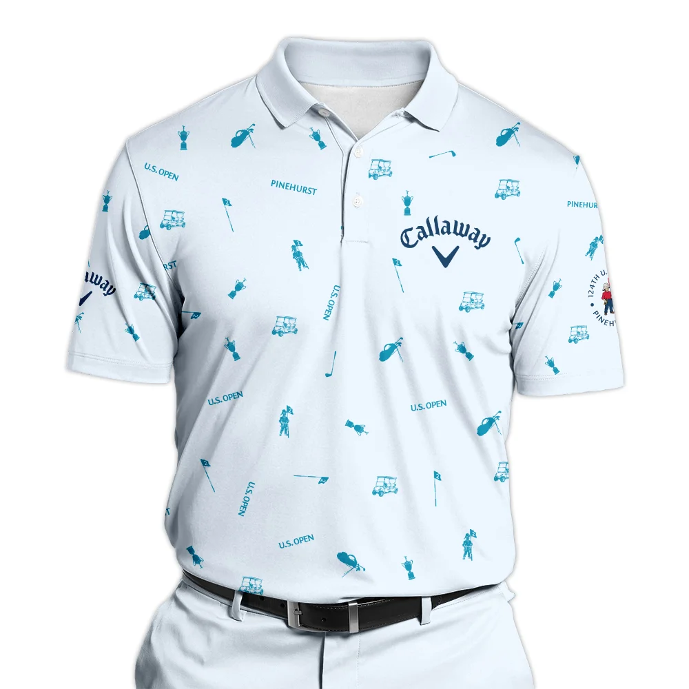 Callaway 124th U.S. Open Pinehurst Polo Shirt Light Blue Pastel Golf Pattern All Over Print Polo Shirt For Men