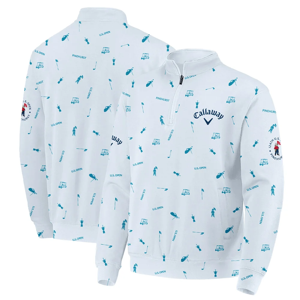 Callaway 124th U.S. Open Pinehurst Quarter-Zip Jacket Light Blue Pastel Golf Pattern All Over Print Quarter-Zip Jacket