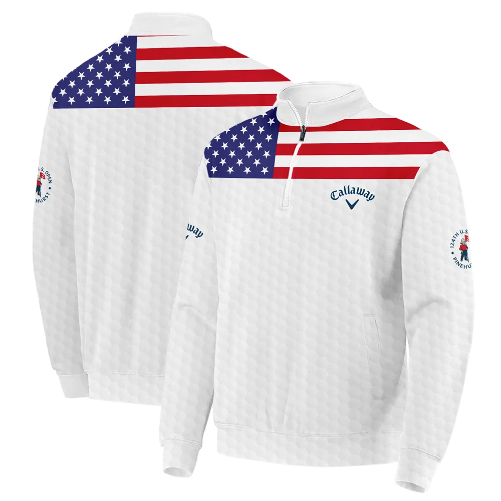 Callaway 124th U.S. Open Pinehurst Quarter-Zip Jacket USA Flag Golf Pattern All Over Print Quarter-Zip Jacket