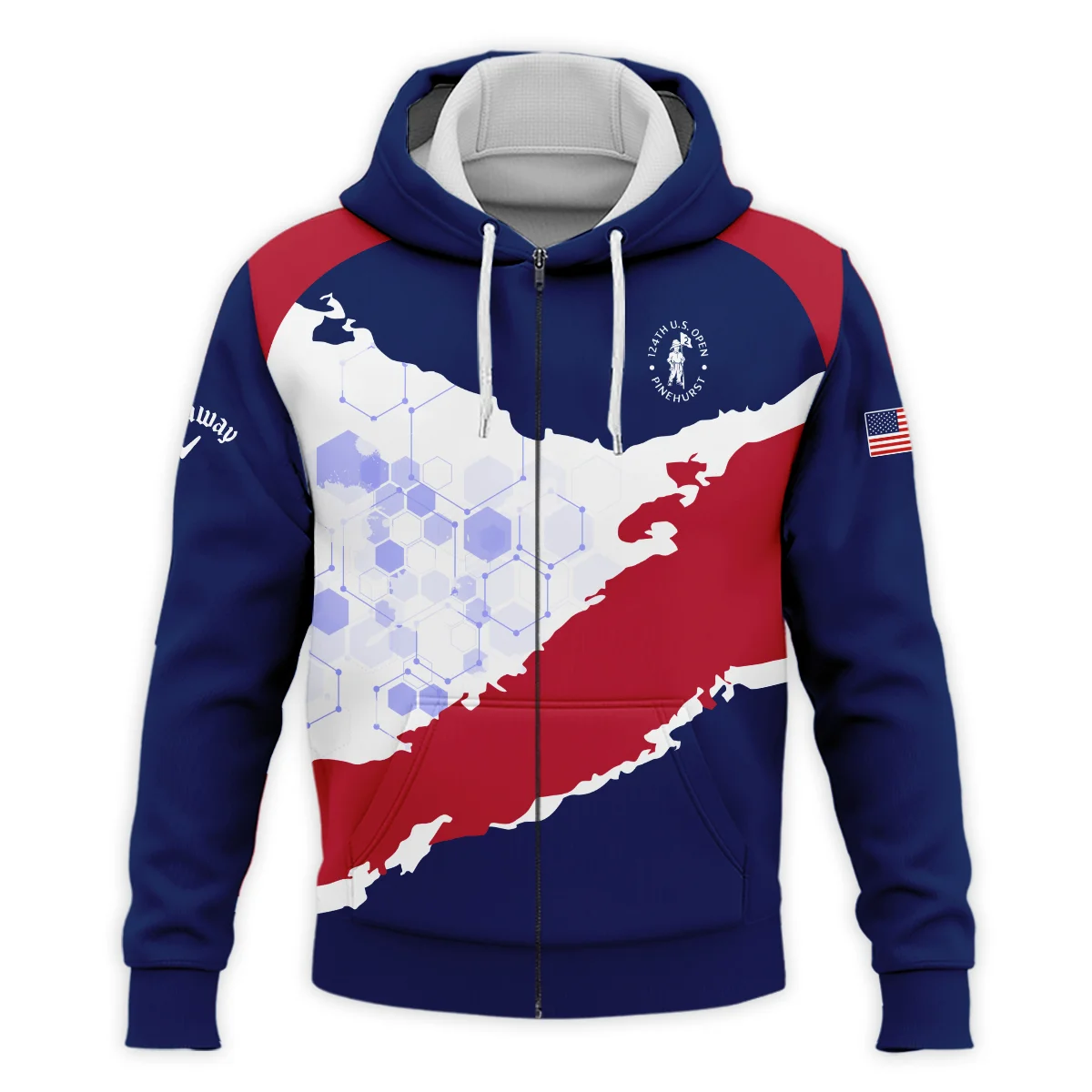 Callaway 124th U.S. Open Pinehurst Red Dark Blue White Abstract Background Zipper Hoodie Shirt Style Classic