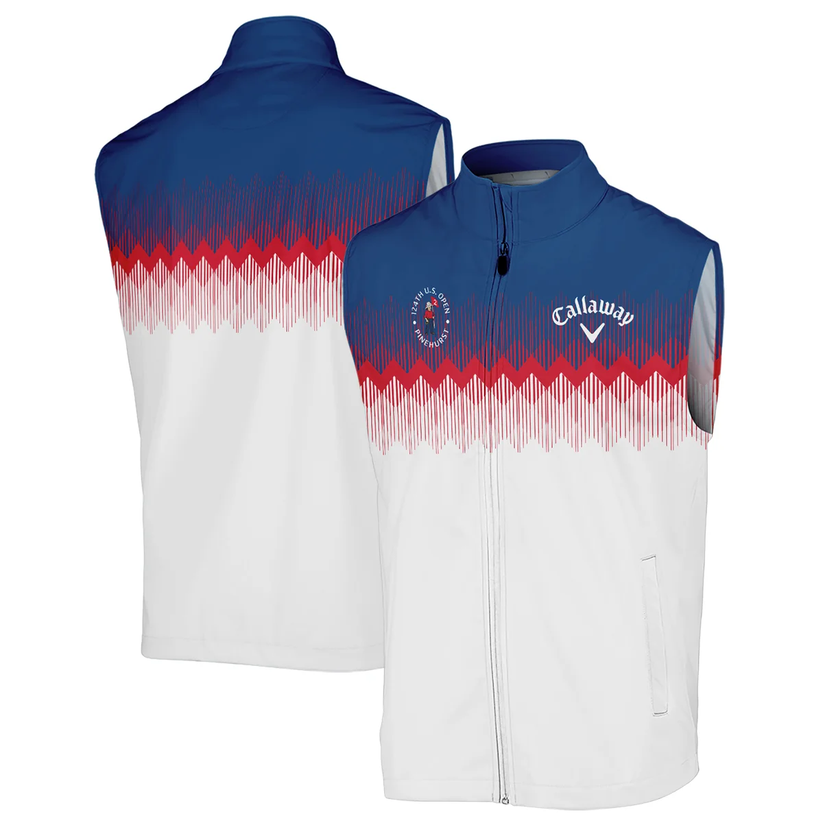 Callaway 124th U.S. Open Pinehurst Sleeveless Jacket Blue Red Fabric Pattern Golf Sleeveless Jacket