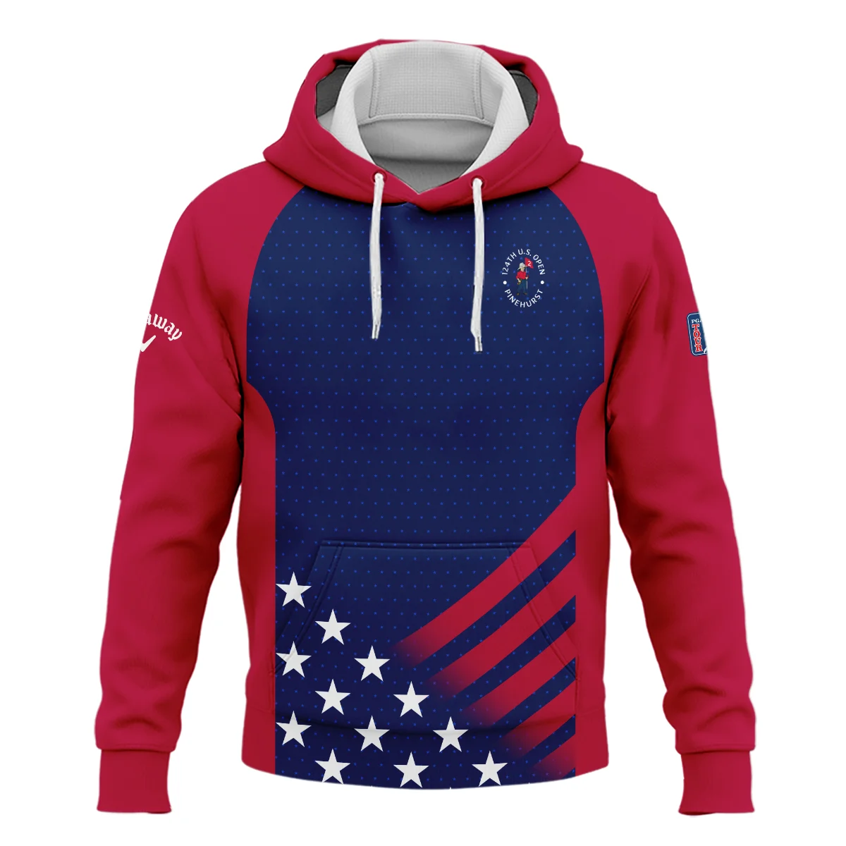 Callaway 124th U.S. Open Pinehurst Star White Dark Blue Red Background Hoodie Shirt Style Classic Hoodie Shirt