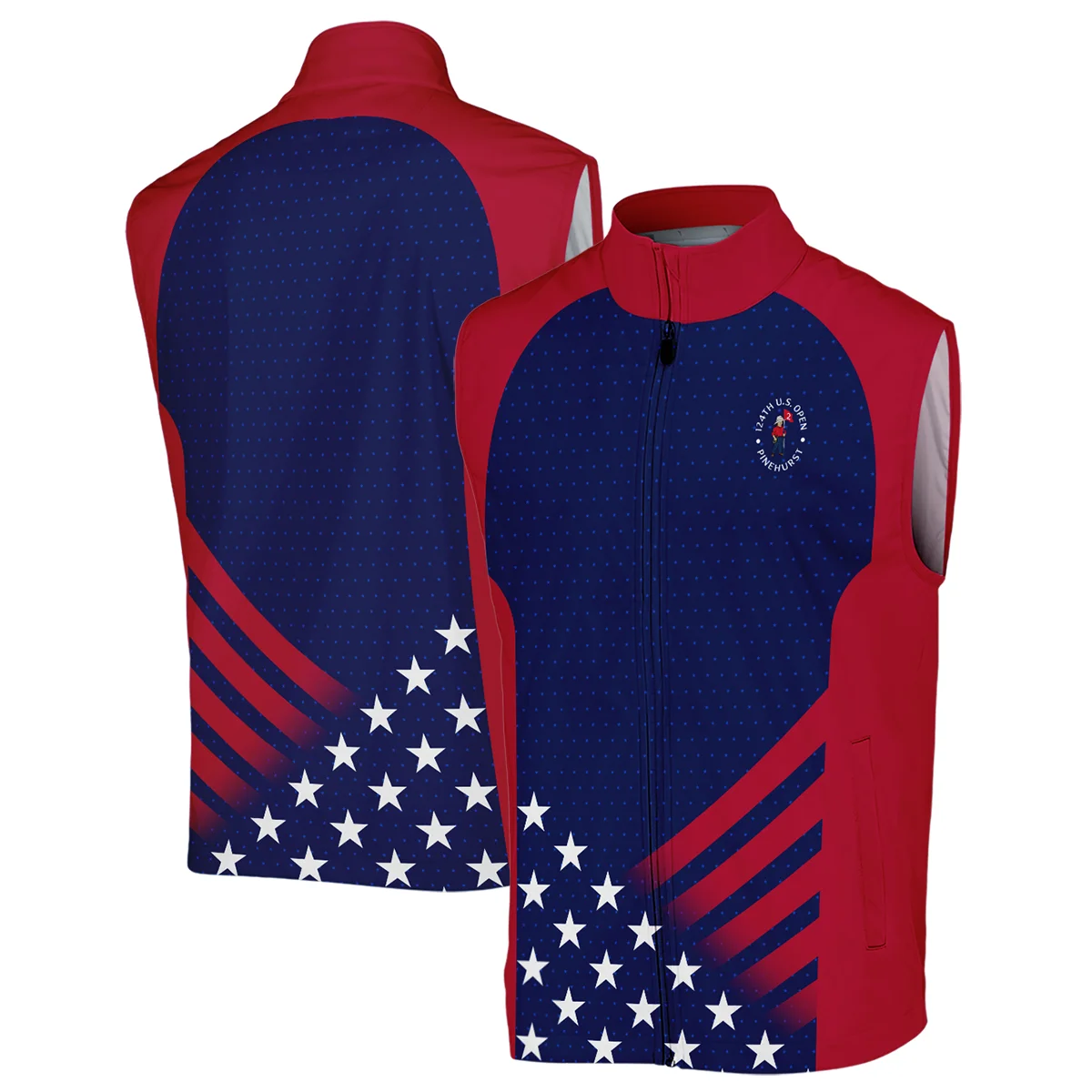 Callaway 124th U.S. Open Pinehurst Star White Dark Blue Red Background Sleeveless Jacket Style Classic Sleeveless Jacket