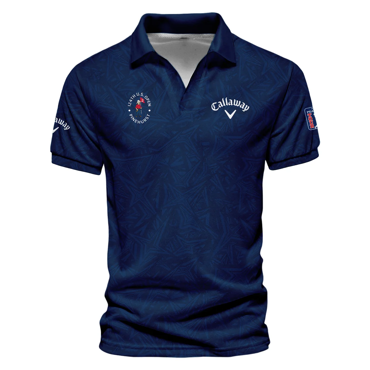 Callaway 124th U.S. Open Pinehurst Stars Gradient Pattern Dark Blue Vneck Polo Shirt Style Classic Polo Shirt For Men