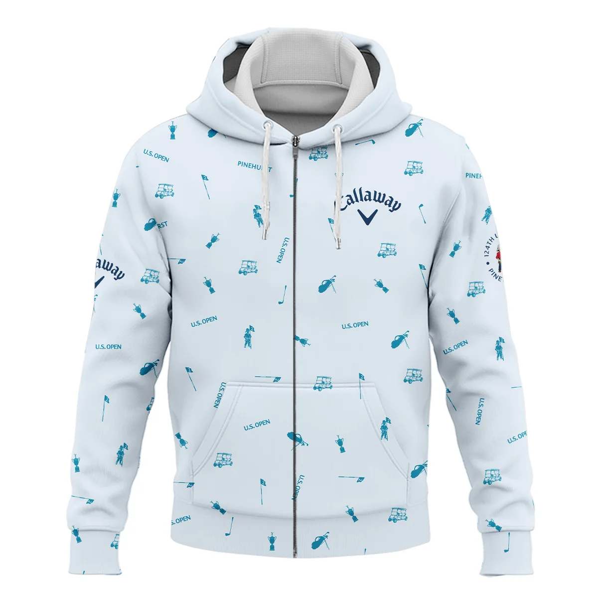 Callaway 124th U.S. Open Pinehurst Zipper Hoodie Shirt Light Blue Pastel Golf Pattern All Over Print Zipper Hoodie Shirt