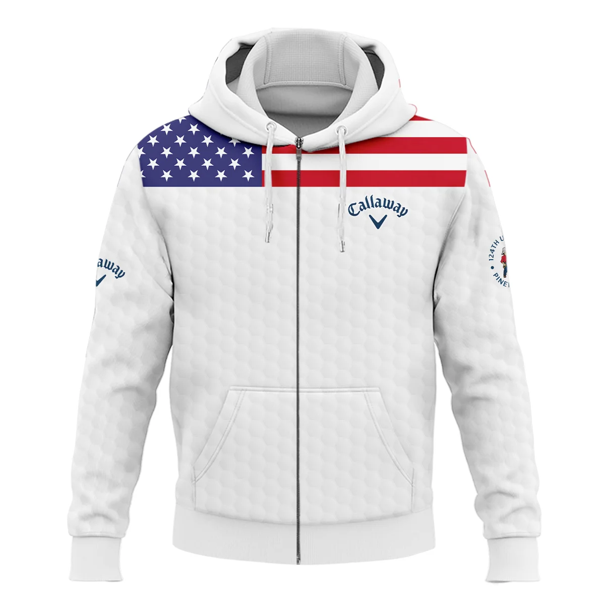 Callaway 124th U.S. Open Pinehurst Zipper Hoodie Shirt USA Flag Golf Pattern All Over Print Zipper Hoodie Shirt