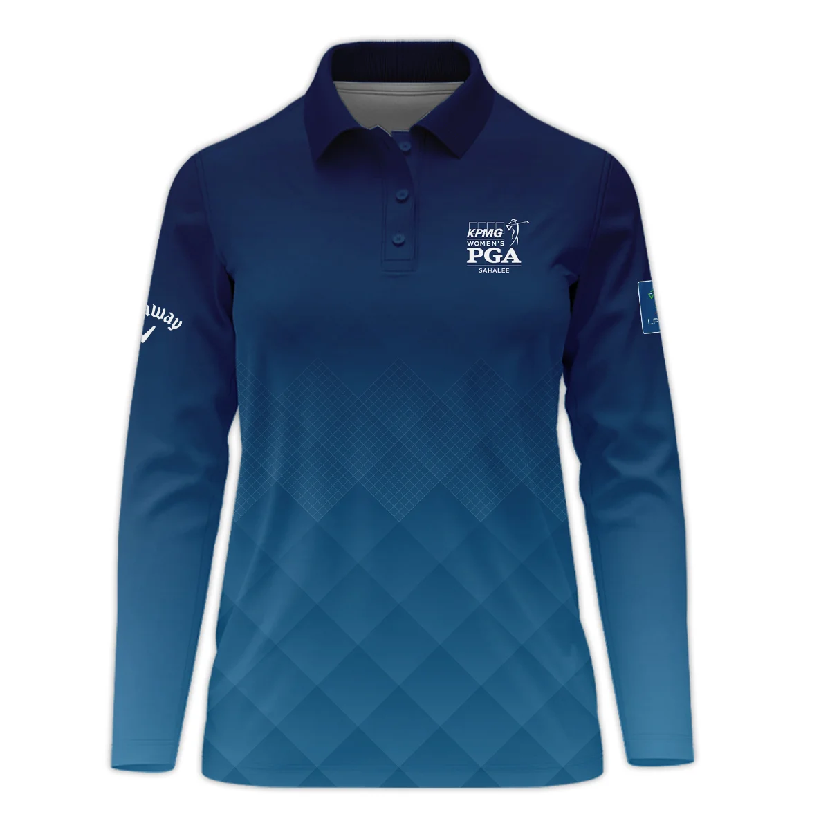 Callaway 2024 KPMG Women's PGA Championship Blue Diamond Abstract Long Polo Shirt