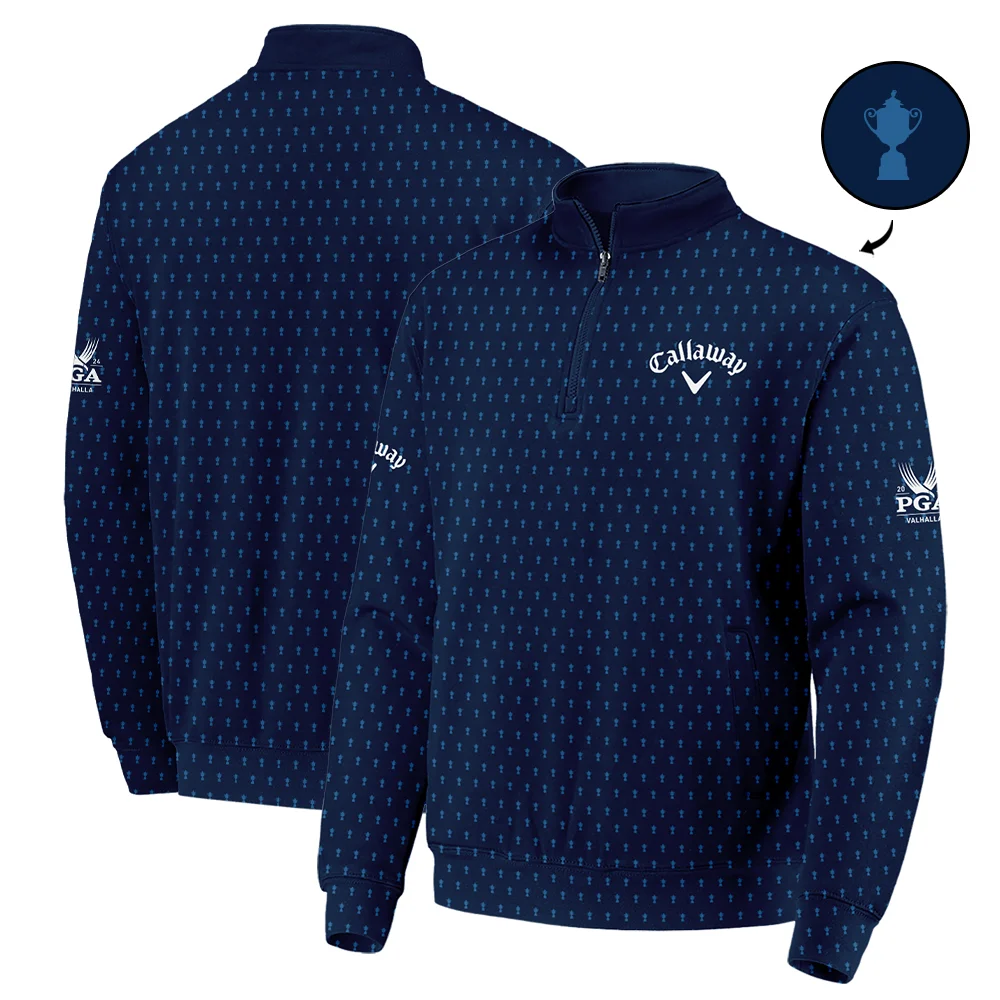 Callaway 2024 PGA Championship Golf Quarter-Zip Jacket Dark Blue Gradient Pattern All Over Print Quarter-Zip Jacket