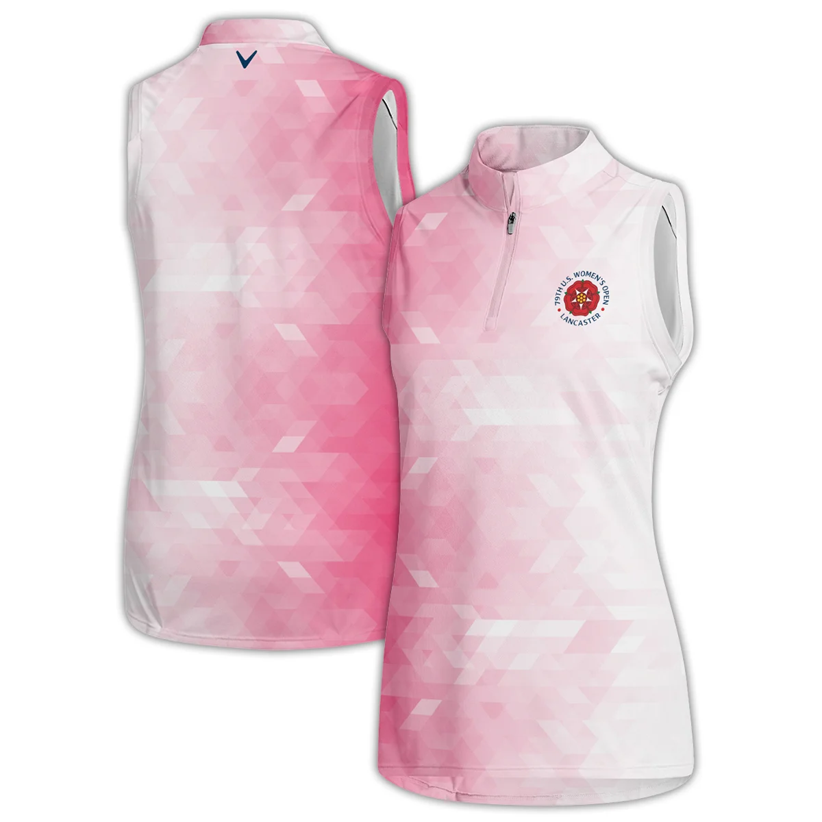 Callaway 79th U.S. Women’s Open Lancaster Pink Abstract Background Quater Zip Sleeveless Polo Shirt