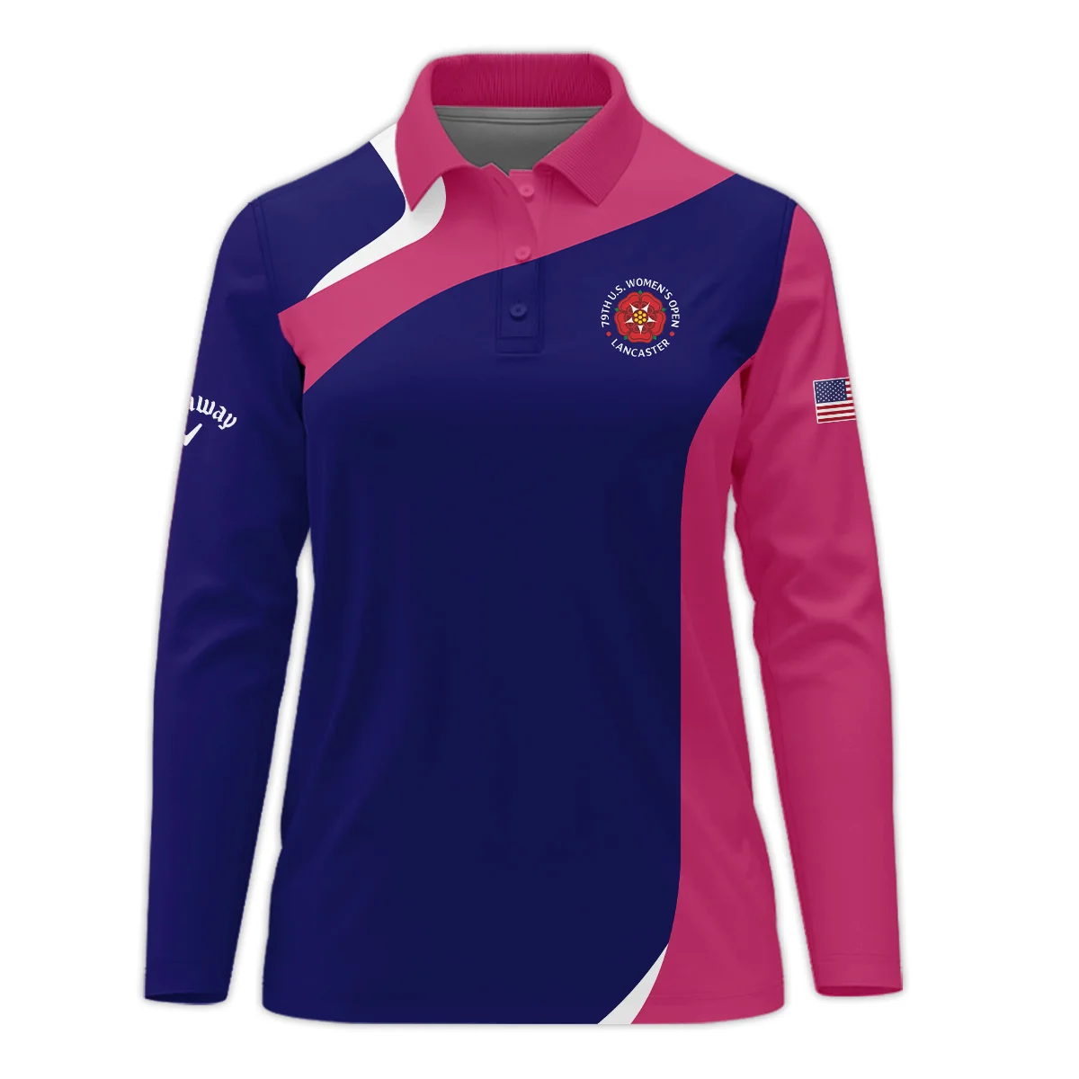 Callaway Blue Pink White 79th U.S. Women’s Open Lancaster Long Polo Shirt