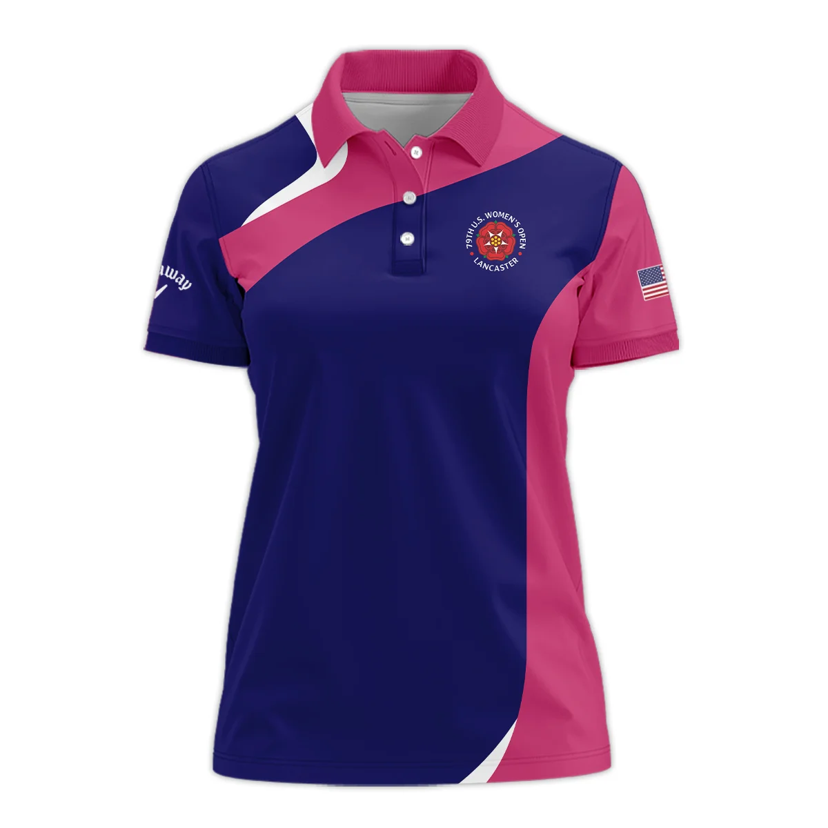 Callaway Blue Pink White 79th U.S. Women’s Open Lancaster Short Polo Shirt