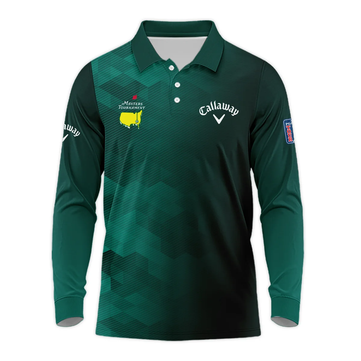 Callaway Golf Sport Dark Green Gradient Abstract Background Masters Tournament Long Polo Shirt Style Classic Long Polo Shirt For Men